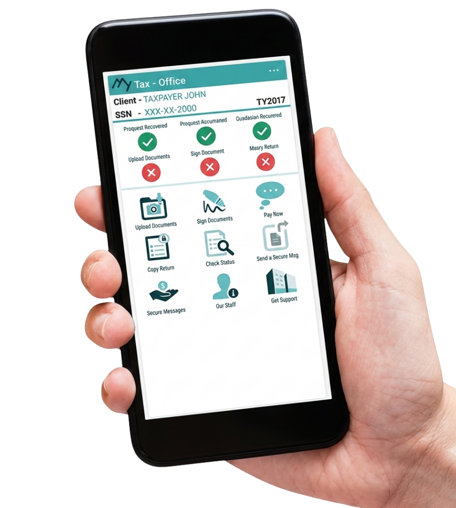 CG6 branded mobile tax app on a phone
